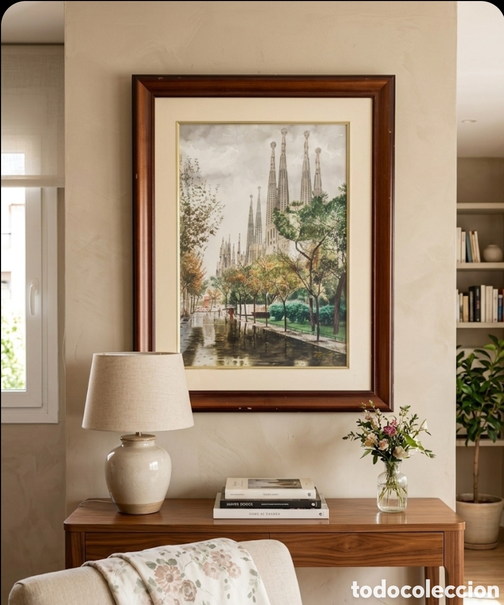Arte: Acuarela Original de la Sagrada Familia (1994) &ndash; Obra de Autor con Marco de Calidad