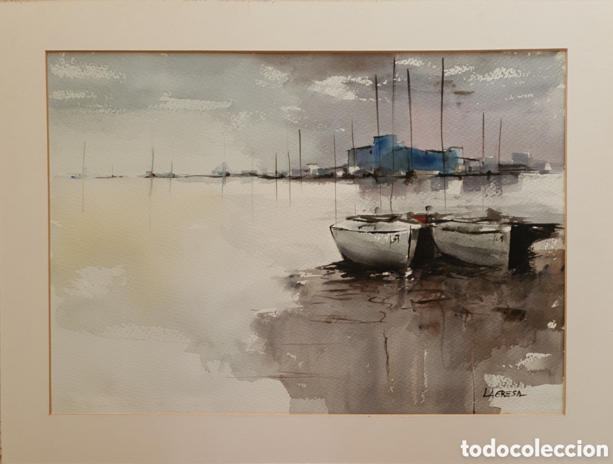 Arte: Joan Lagresa - Botes en la Orilla.Firmada.