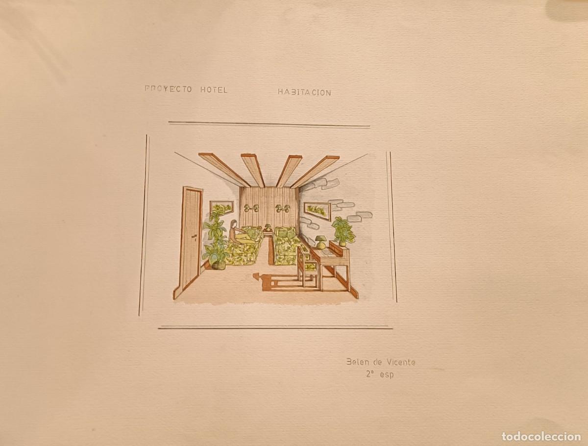 Arte: HABITACI&Oacute;N PROYECTO HOTEL. ACUARELA