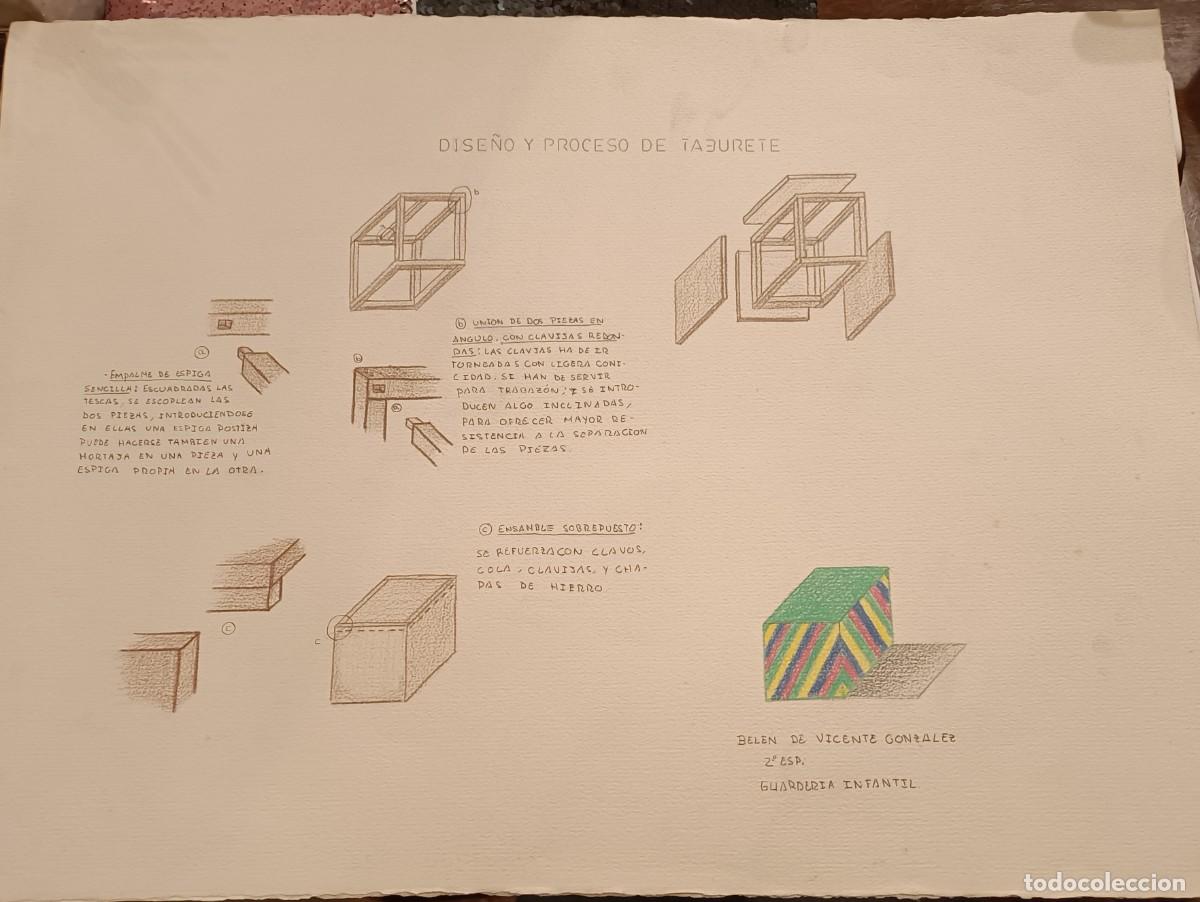 Arte: DISE&Ntilde;O TABURETE. PROYECTO GUARDER&Iacute;A INFANTIL. ACUARELA. A&Ntilde;OS 70