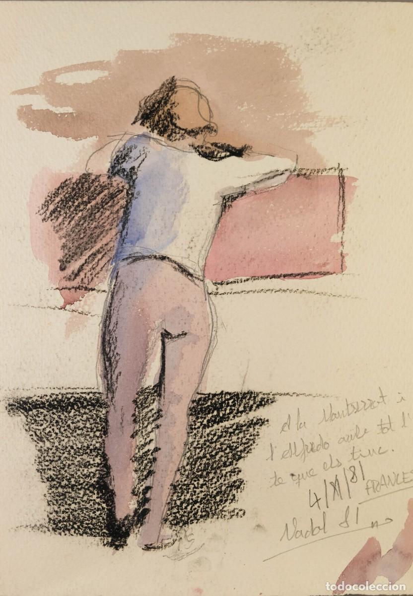 Arte: ACUARELA Y CARBONCILLO SOBRE PAPEL FIRMADO FRANCESC 1981 CON DEDICATORIA