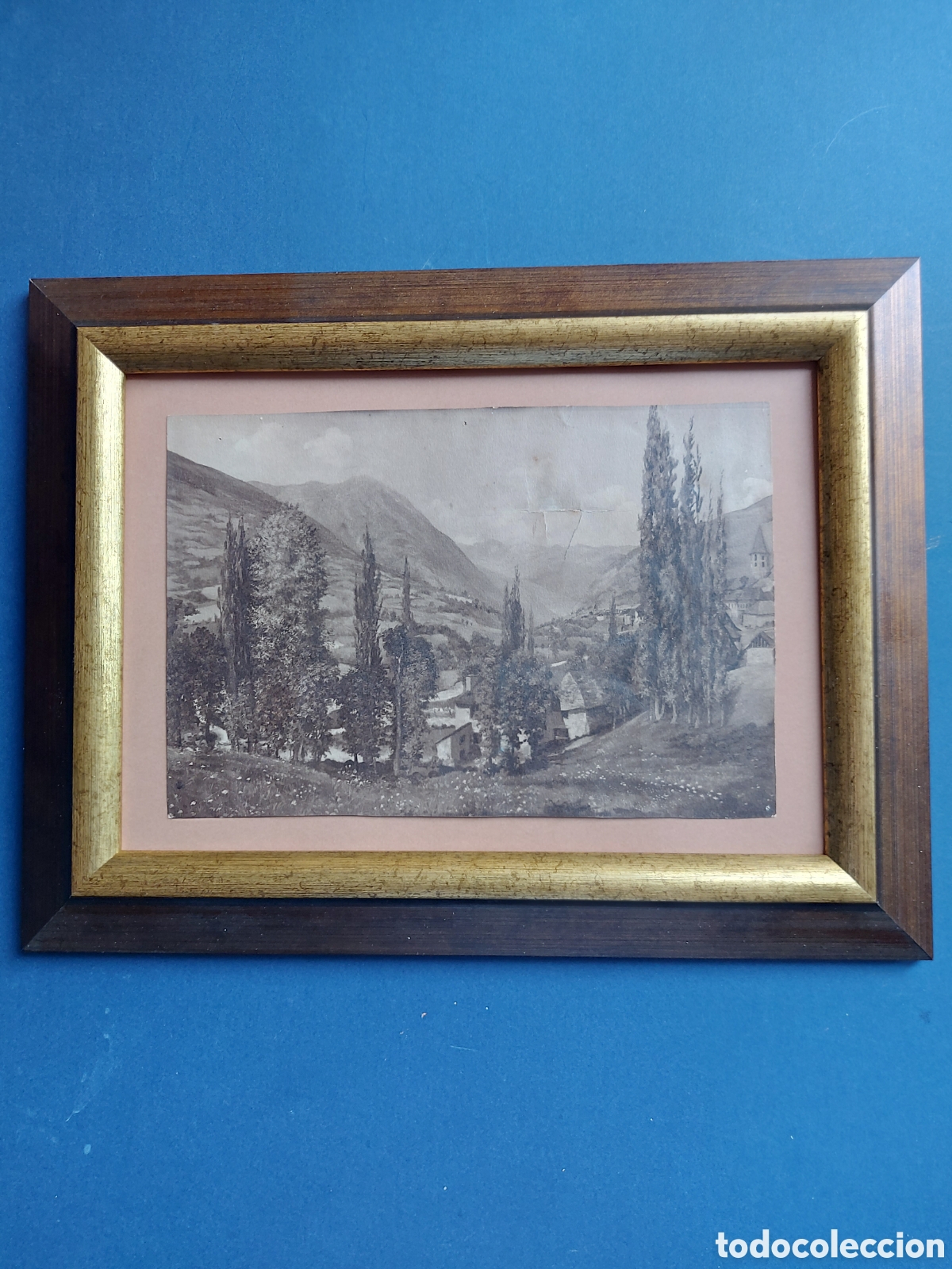 Arte: FRANCESC FRANQUESA &rdquo;PAISAJE DEL VALLE DE ARAN&rdquo; ACUARELA EPOCA