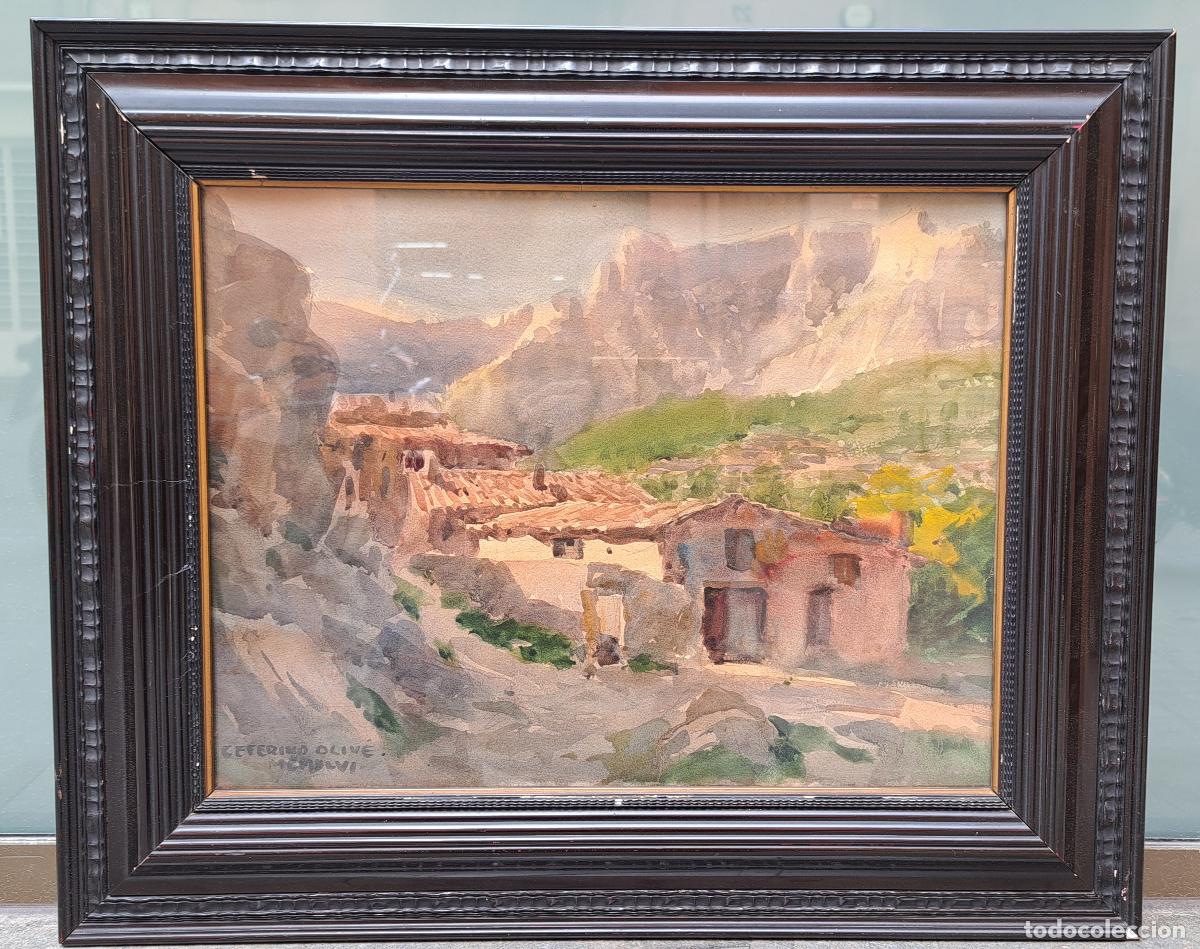 Arte: PAISAJE RURAL MONTA&Ntilde;AS Y CASA FIRMADO CEFERINO OLIVER CABRE (1907-1995)