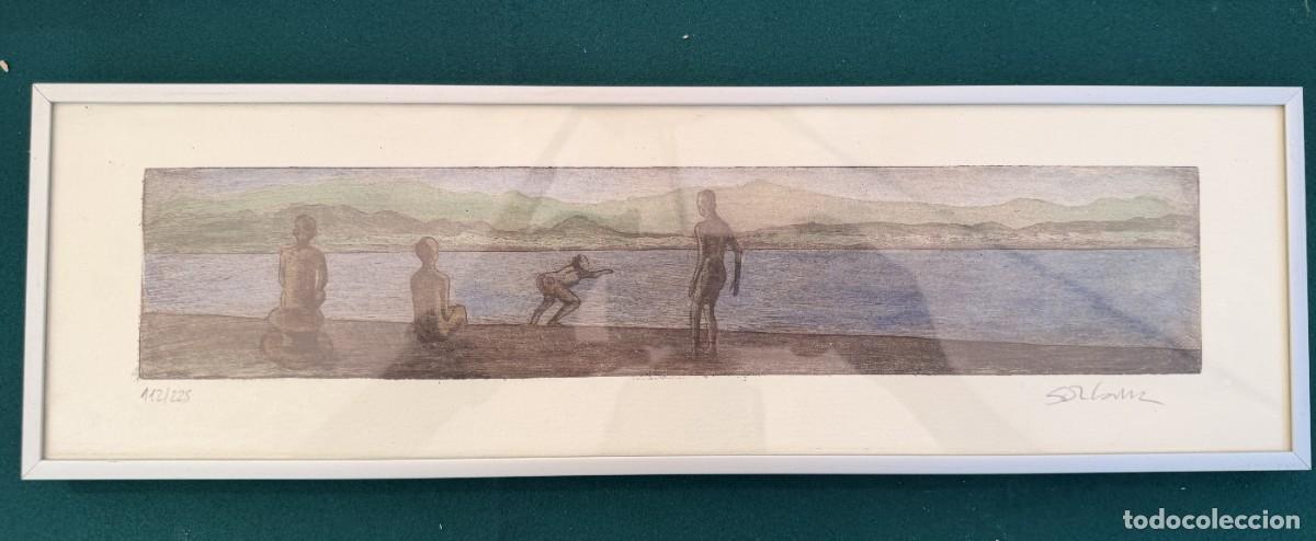 Arte: P- ACUARELA DE FIGURAS O SILUETAS EN UN PAISAJE LINEAL - OBRA NUMERADA N&ordm; 112 FIRMADA SORLANZ