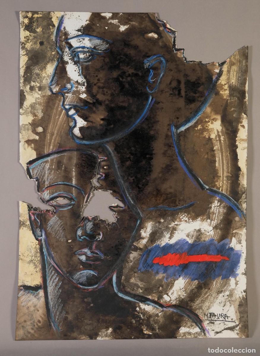Arte: MONTSERRAT FAURA (BARCELONA, 1947) ACUARELA, &Oacute;LEO Y CERAS SOBRE PAPEL BUSTO FEMENINO FIRMADO