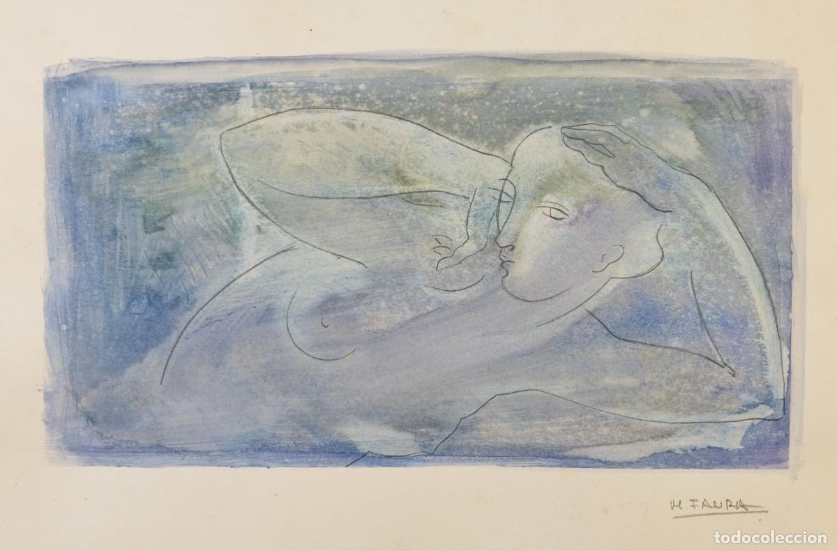 Arte: MONTSERRAT FAURA (BARCELONA, 1947) ACUARELA Y L&Aacute;PIZ SOBRE PAPEL DESNUDO FEMENINO FIRMADO