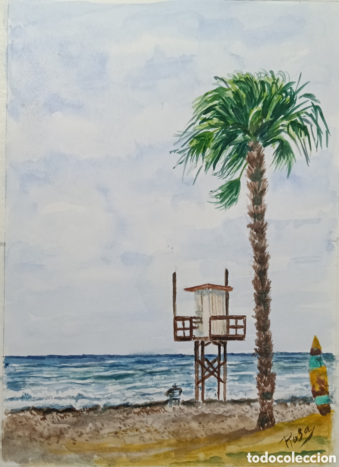 Arte: Acuarela. Playa tranquila