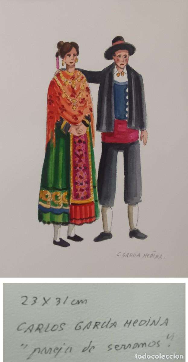Arte: ACUARELA &rdquo;PAREJA DE SERRANOS&rdquo;