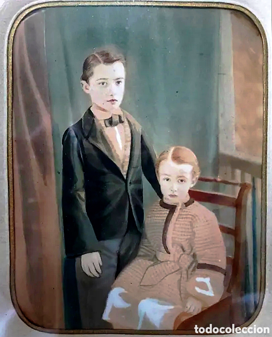 Arte: RETRATO GOUACHE/ACUARELA S.XIX CON MARCO DE MADERA CH ULRICH JUN & CO WIEN VIENA