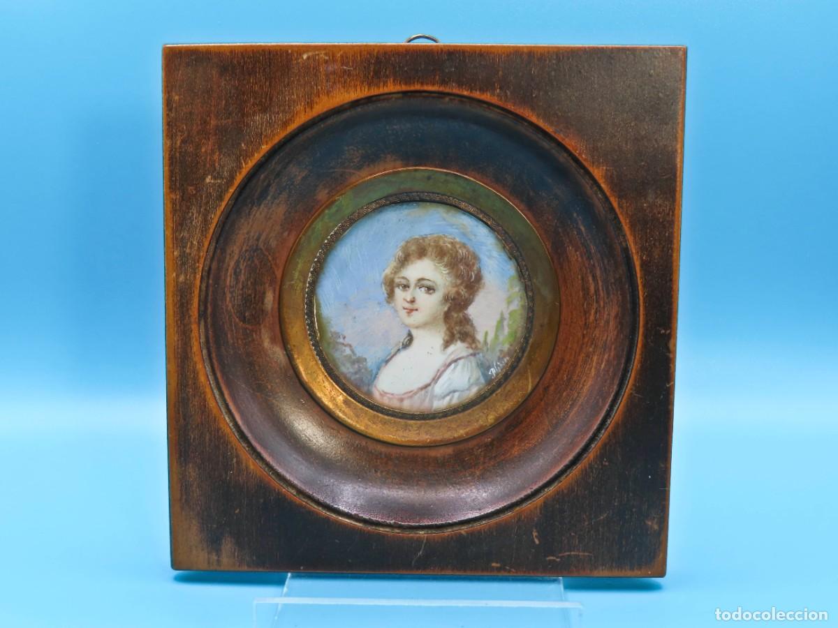 Arte: ANTIGUA MINIATURA DE RETRATO PINTADO A MANO ESTILO SIGLO XVIII