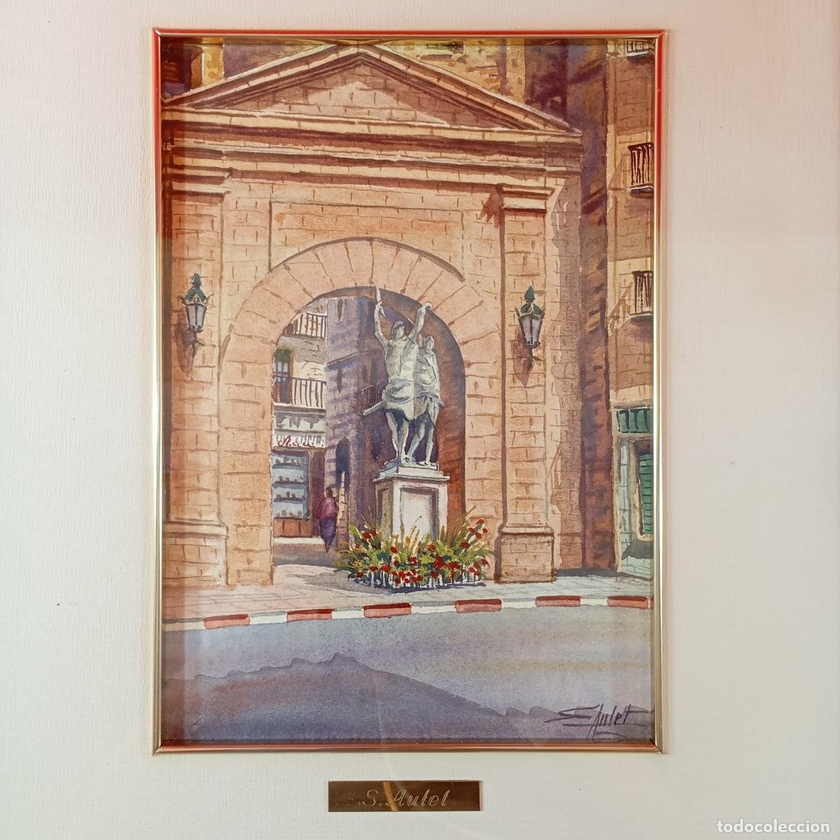 Arte: SANTI AULET ROMA (1947&ndash;2025) - ACUARELA ORIGINAL - INDIBIL I MANDONI - LLEIDA - 24 X 17 CM OBRA