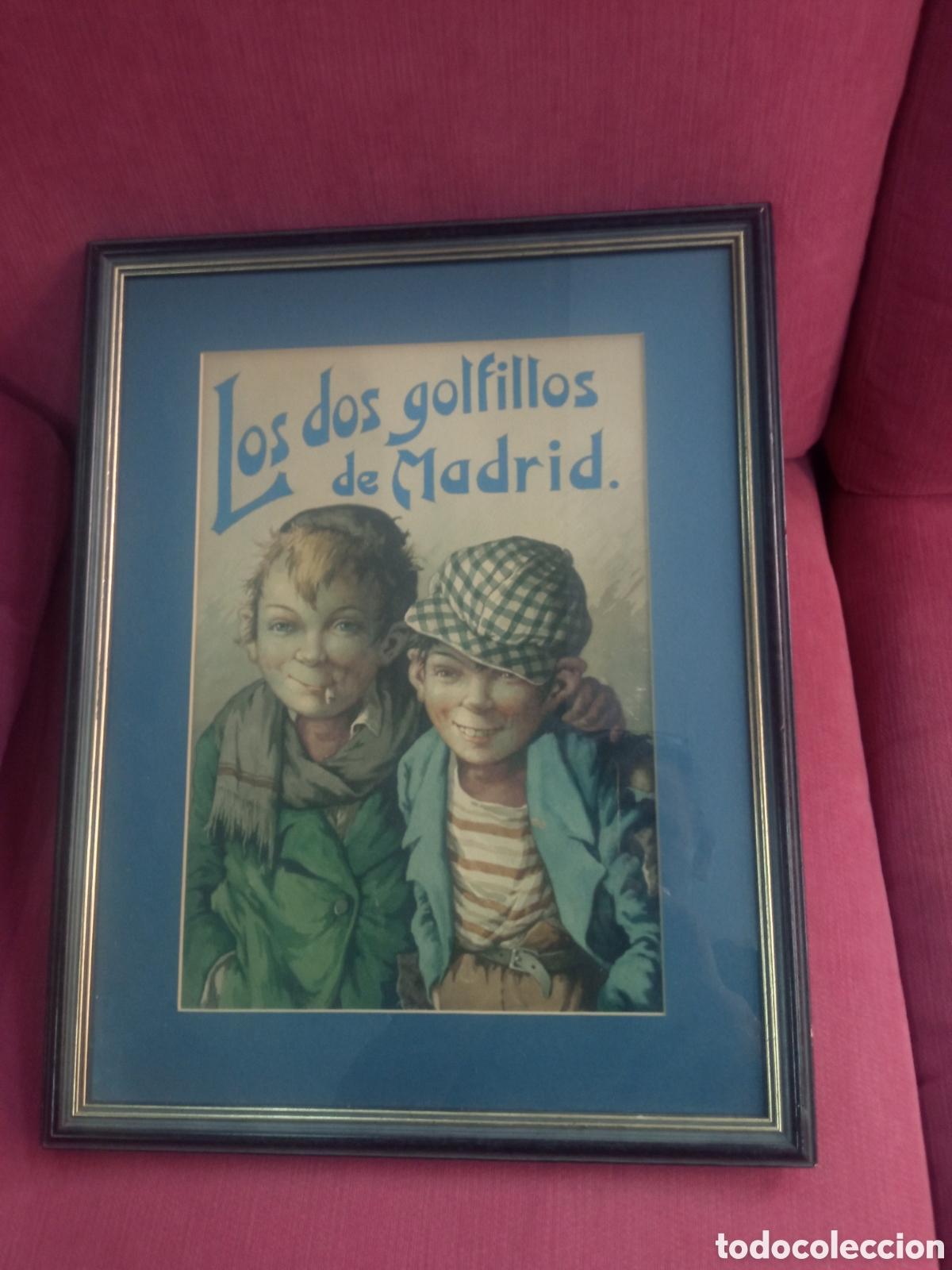 Arte: Antigua y magn&iacute;fica acuarela, Los dos Golfillos de Madrid, mide enmarcada 47x37cm