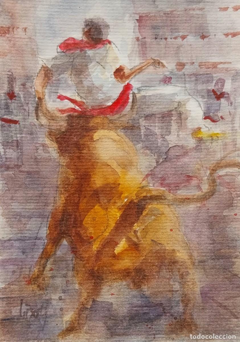 Arte: Acuarela original de autor.Taurina.San Fermin.