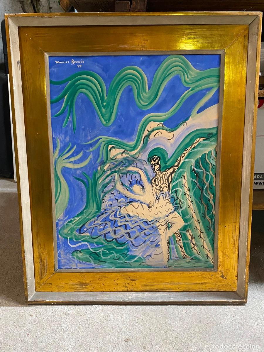 Arte: Gouache sobre papel Maurice rouz&eacute;e 1945 ballet &oacute;pera paris bailarines 82x67cms