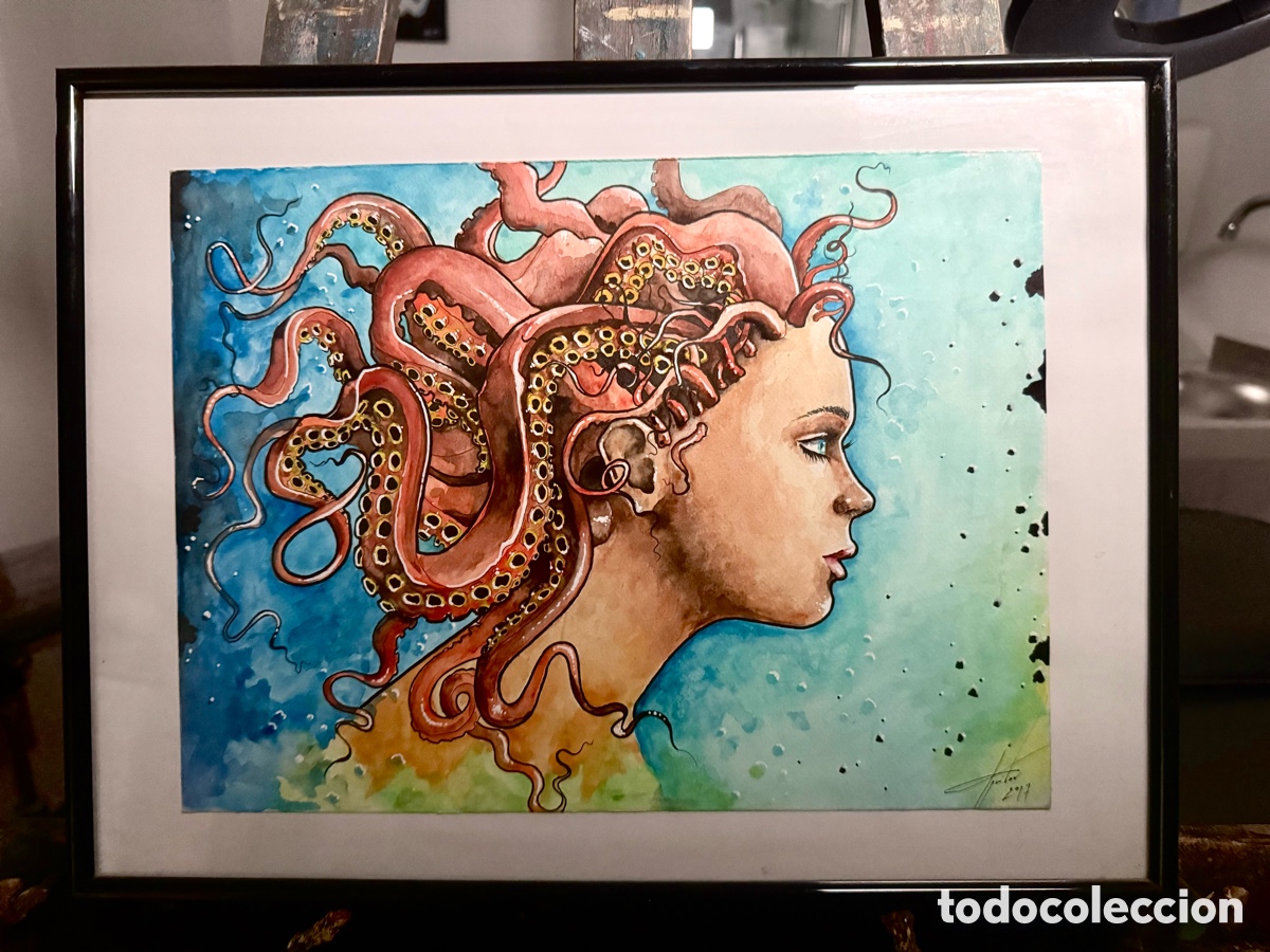 Arte: &ldquo; MUJER PULPO &ldquo; Acuarela con t&eacute;cnica mixta