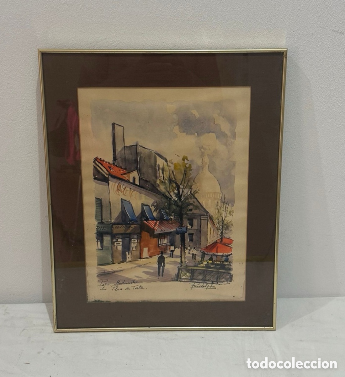 Arte: Acuarela Par&iacute;s Montmartre firmada Rudolphe