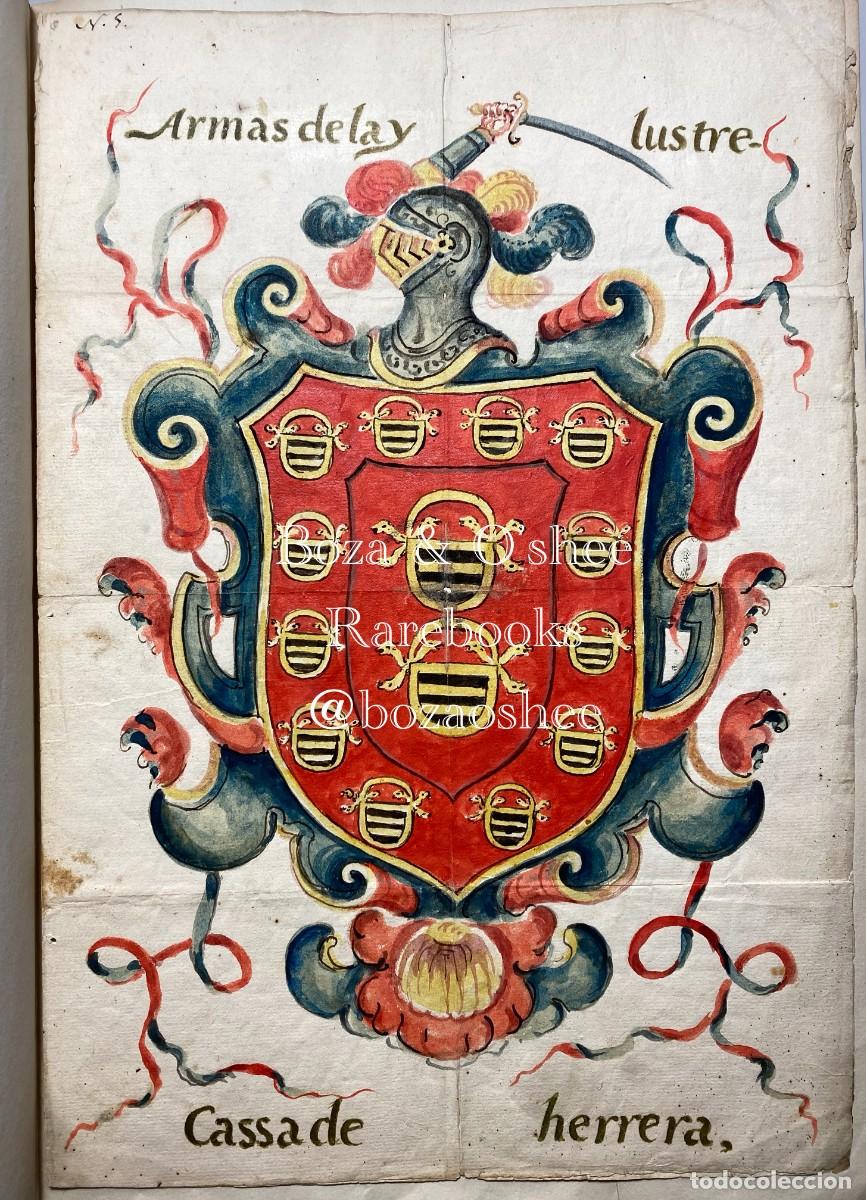 Kunst: Armas de la Ylustre Cassa de Herrera. T&eacute;mpera sobre papel verjurado. Her&aacute;ldica. S. XVIII.