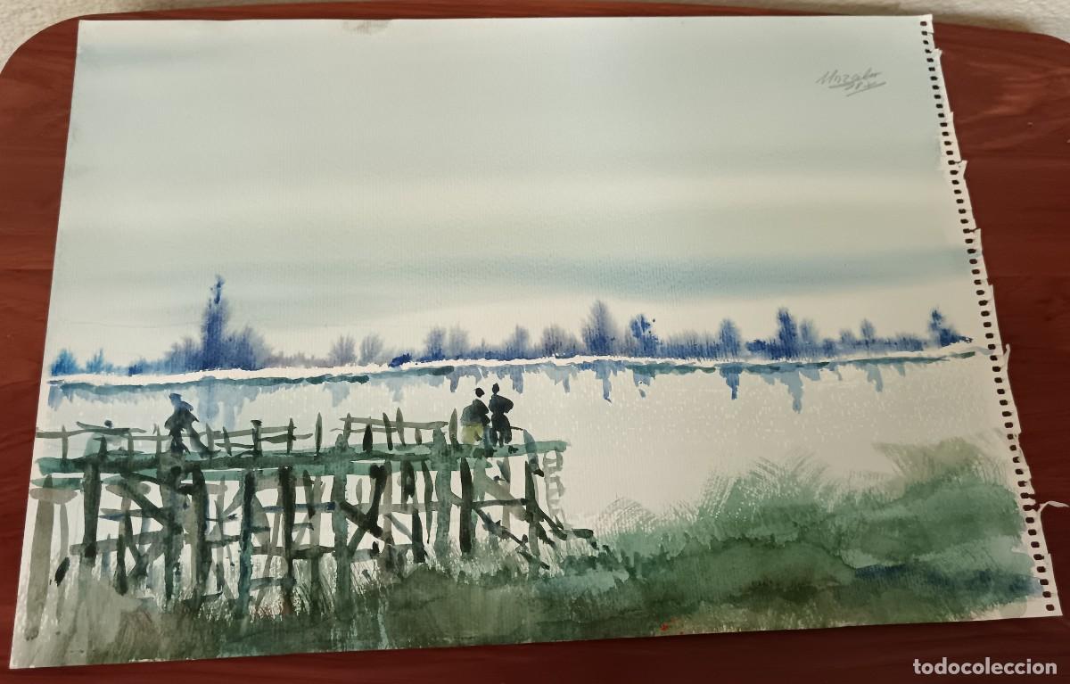 Arte: ACUARELA PAISAJE PINTOR JUAN ANTONIO UNZALU 46X32 CM.