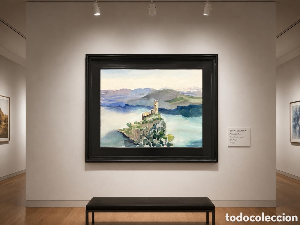 Arte: Fortaleza en la niebla&nbsp; &ndash; Acuarela Original de la Escuela Catalana&nbsp;