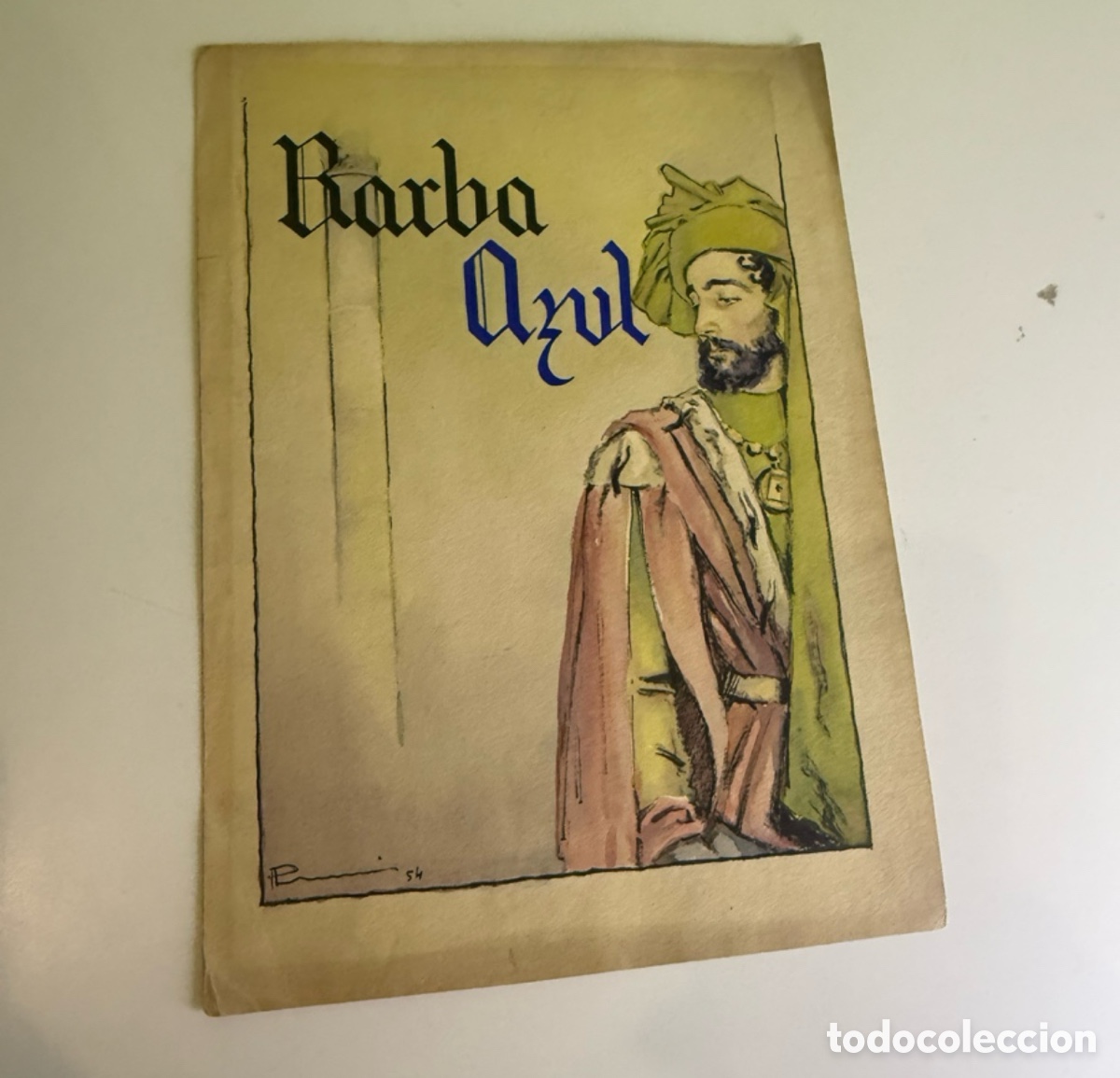 Arte: Carles Prun&eacute;s (1937-2017) Barcelona &ndash; Acuarela original firmada &ldquo;Barba Azul&rdquo; &ndash; 1954