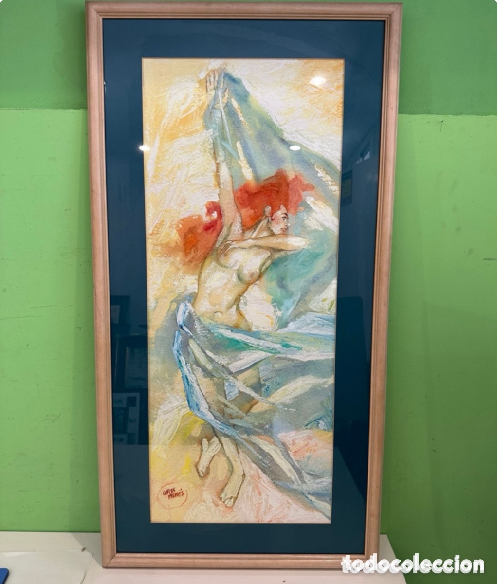 Arte: Carles Prun&eacute;s (Barcelona, 1937-2017) Acuarela original catalogada Mujer desnuda firmada (108X56 cm).