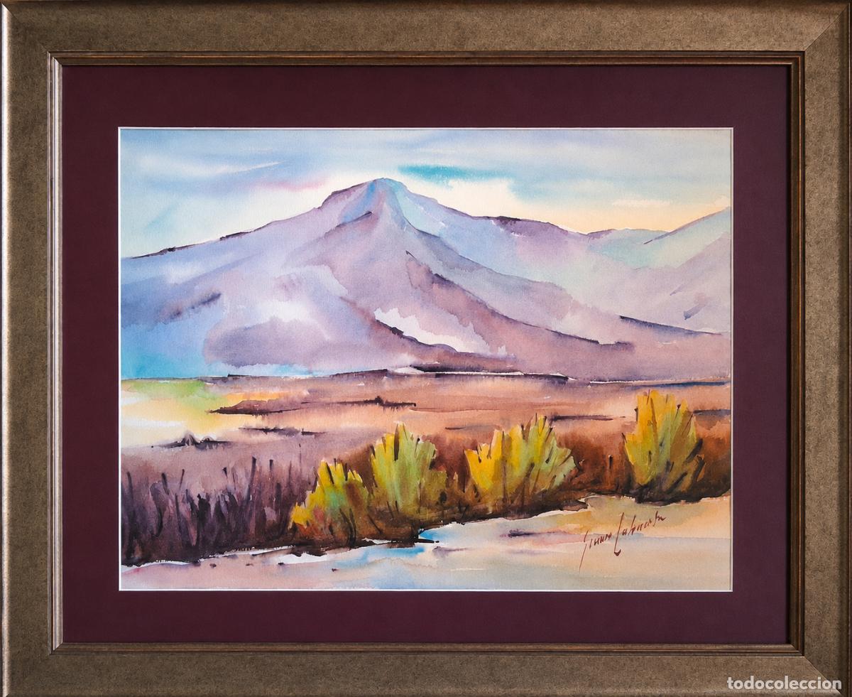 Arte: GENARO LAHUERTA (Valencia,1905-1985) &rdquo;Paisaje&rdquo; acuarela (50 x 65) 1970-1980 (75 x 90 marco)