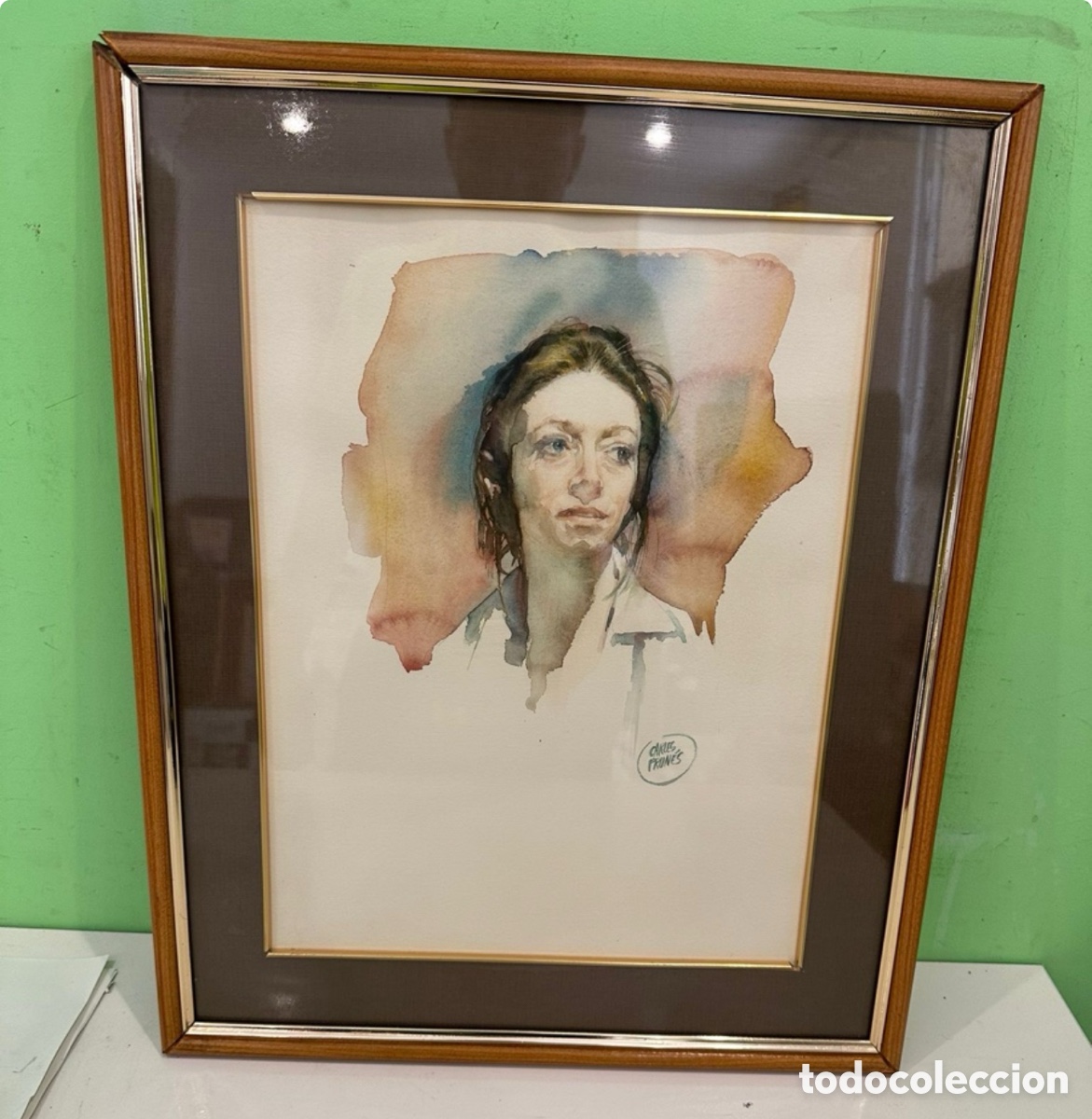 Arte: Carles Prun&eacute;s (Barcelona, 1937-2017) Acuarela original firmada. Obra catalogada. Retrato femenino