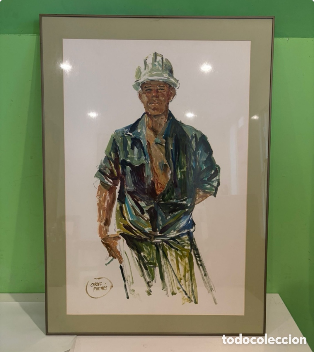 Arte: Carles Prun&eacute;s (1937-2017) Acuarela firmada &ldquo;Obrer de la construcci&oacute;&rdquo;