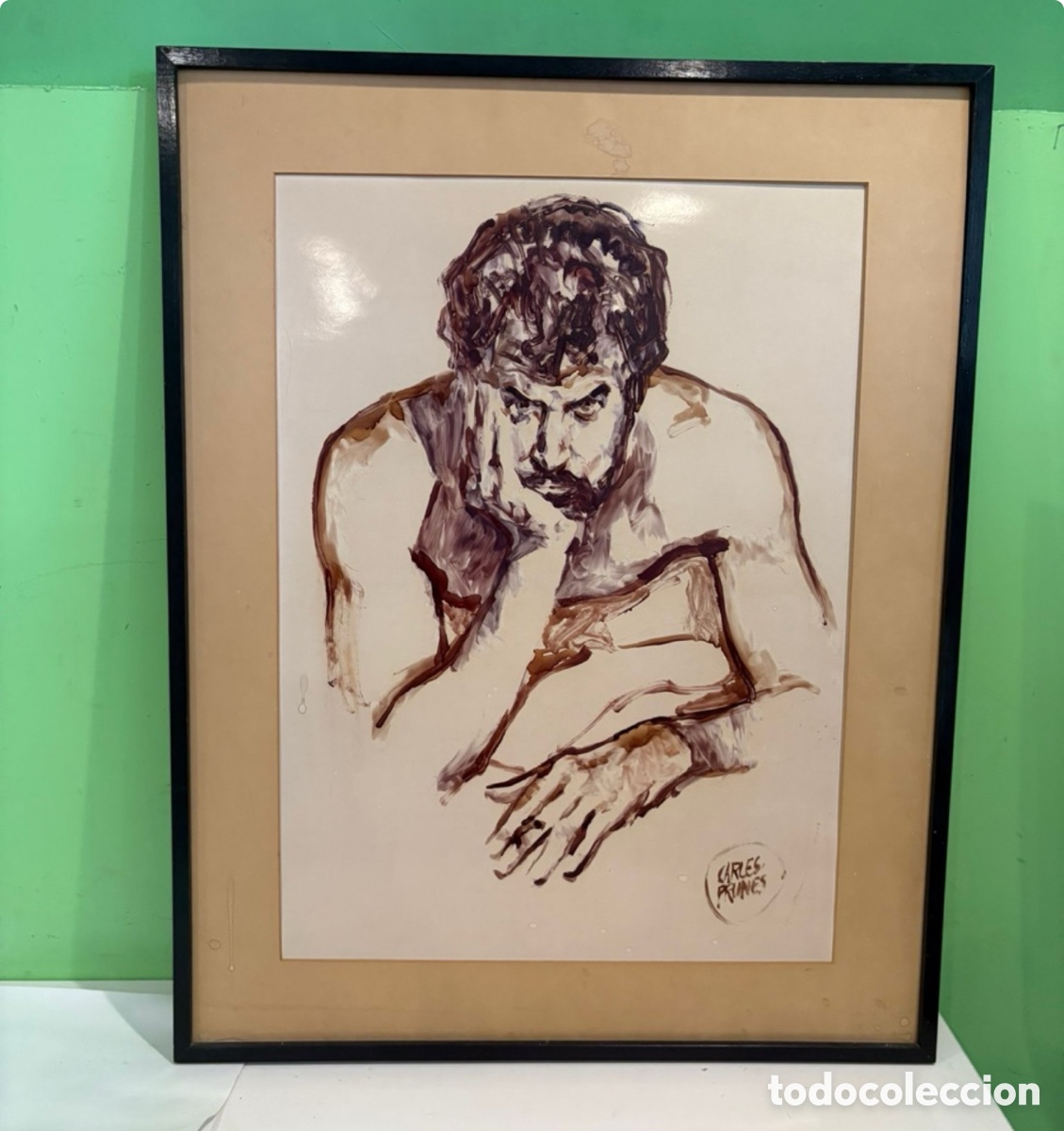 Art: Carles Prun&eacute;s (1937-2017) Acuarela original firmada. Posible autorretrato