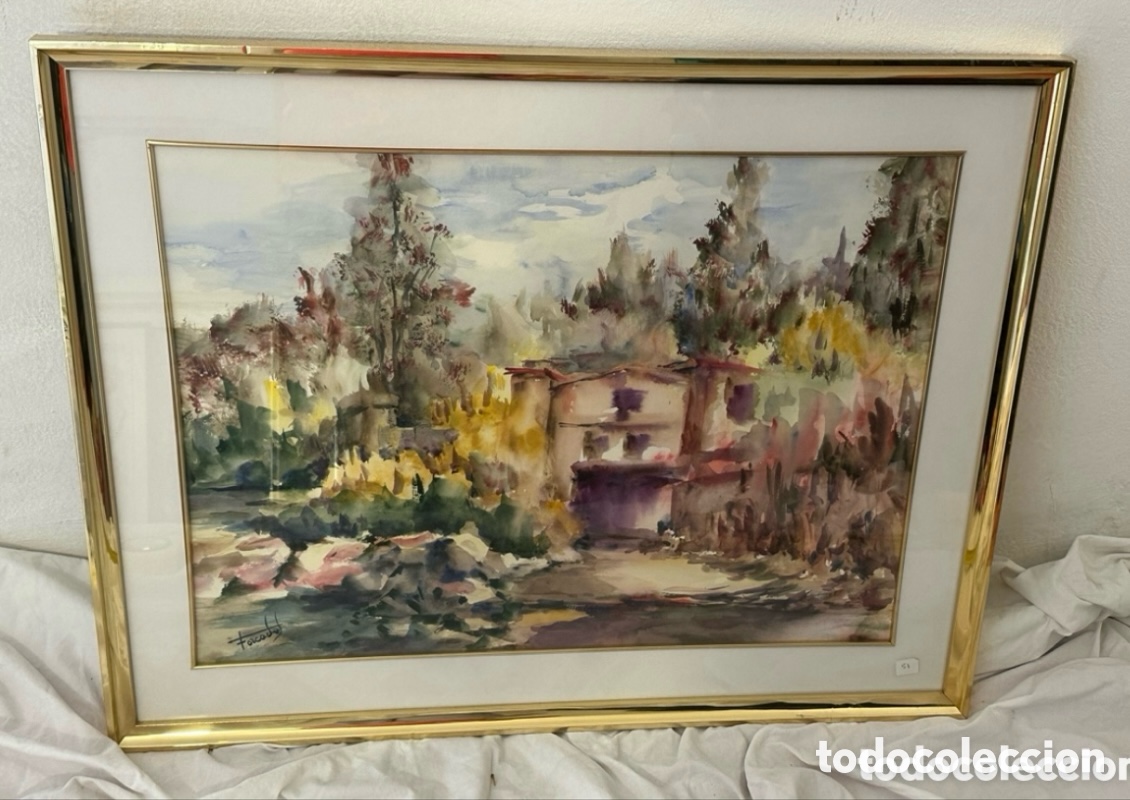 Art: Mar&iacute;a Dolors Forcades i Vives acuarela sobre papel firmada enmarcada.
