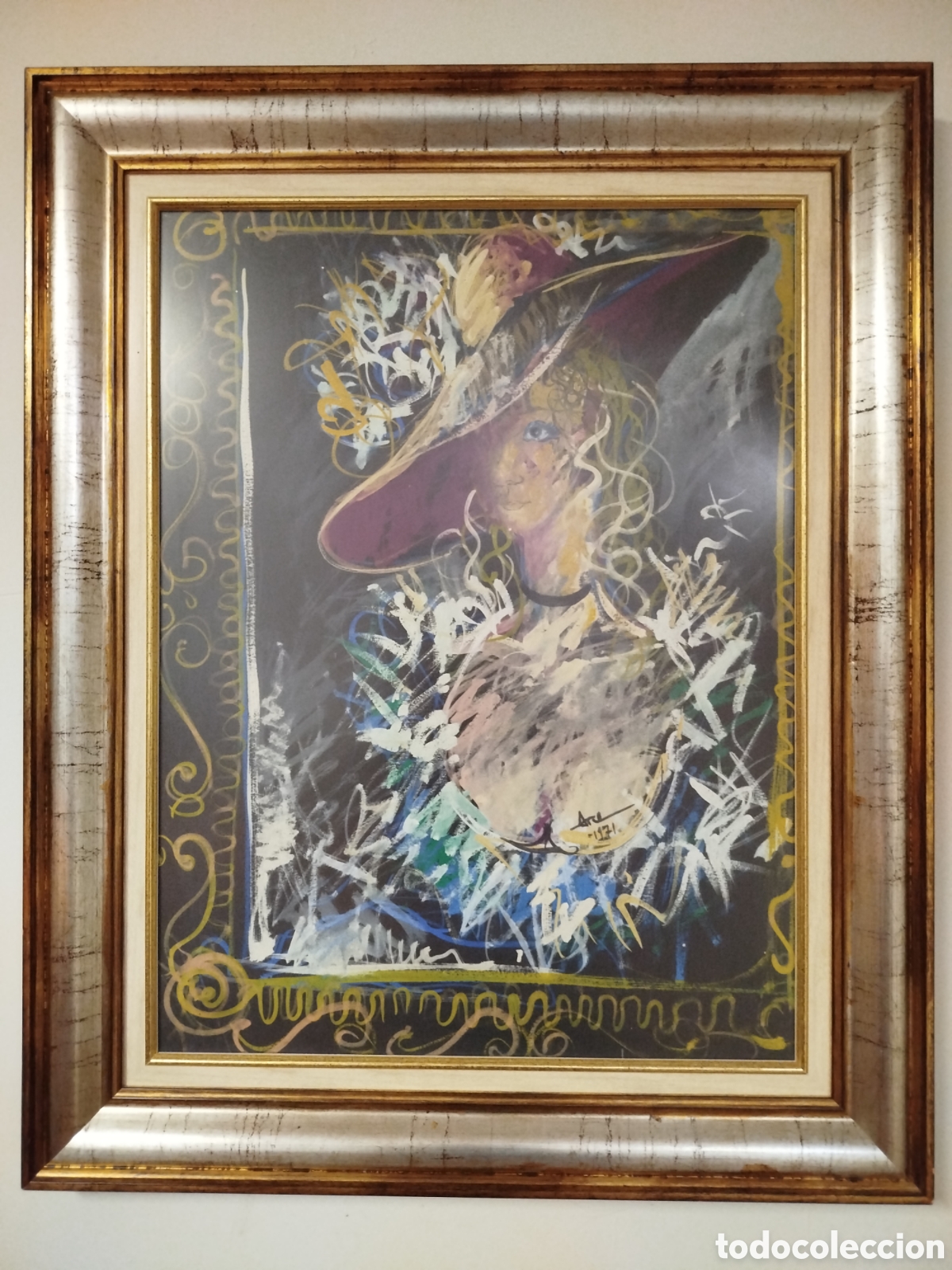 Arte: Cuadro abstracto (1971) en acuarela del pintor aragon&eacute;s Emilio de Arce (1948-2002). Firmado.