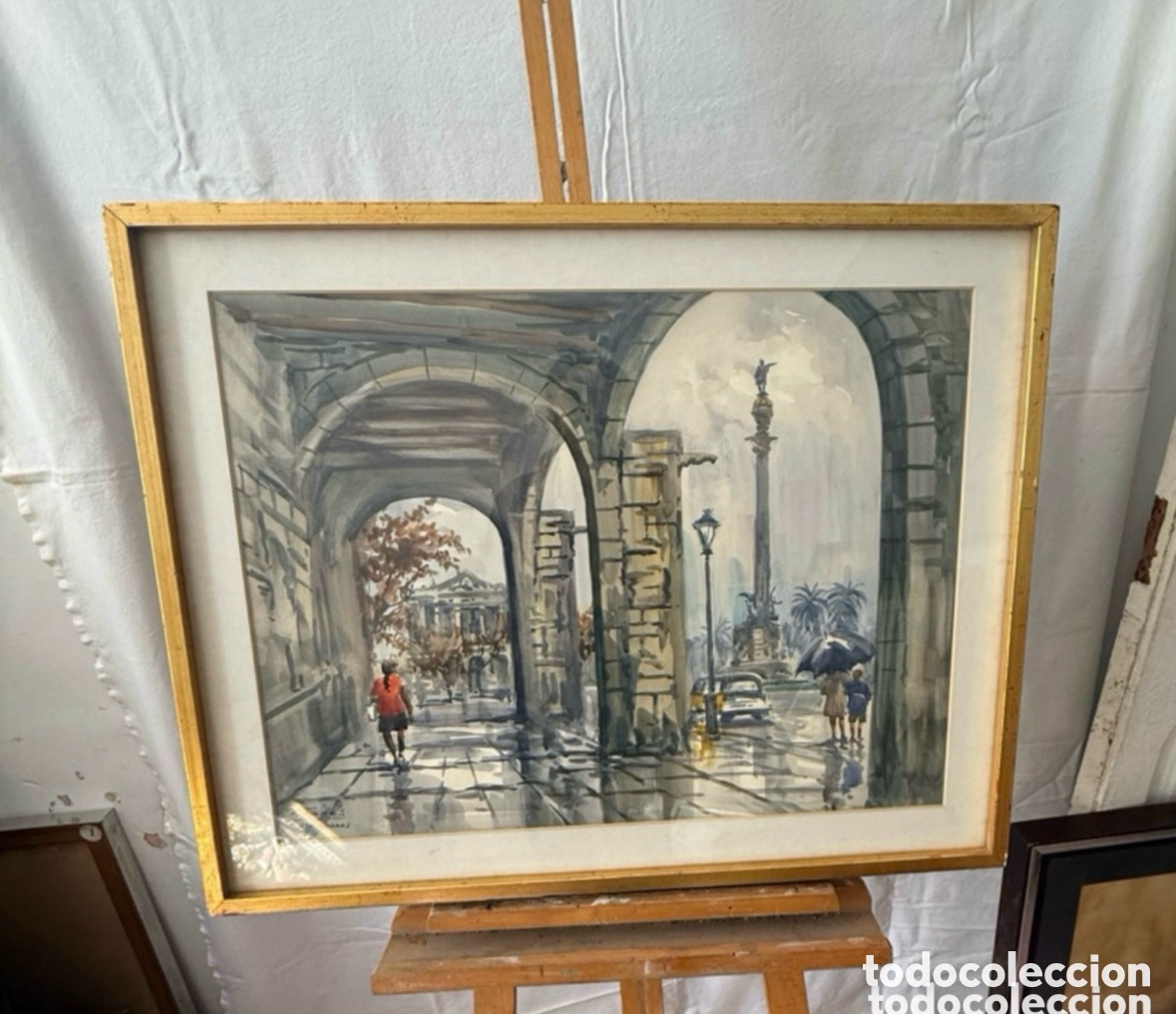 Art: Acuarela urbana Atarazanas firmada Ram&oacute;n Fan&eacute;s firmada ( 75x60 cm).