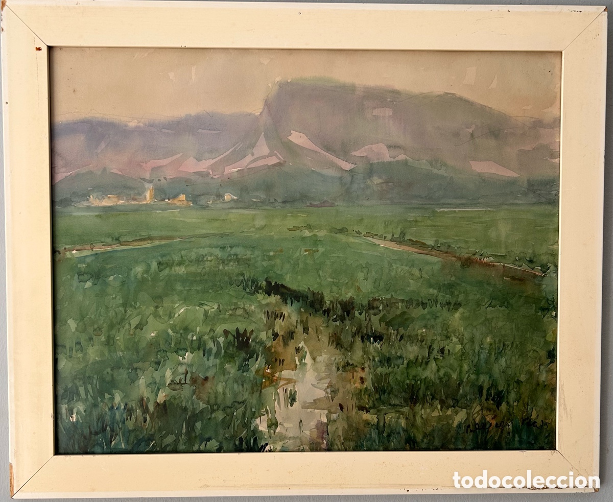 Arte: Pellizcar Pla (Espa&ntilde;a, 1975) &ndash; Paisaje rural. Acuarela sobre papel. Firmada y fechada. 65 &times; 53 cm