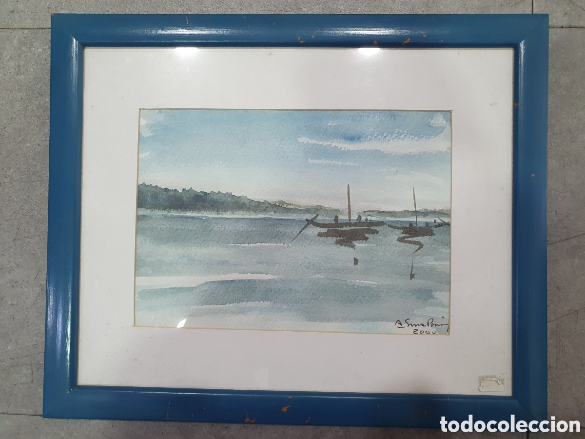 Arte: Acuarela barcos y marina. (L98)