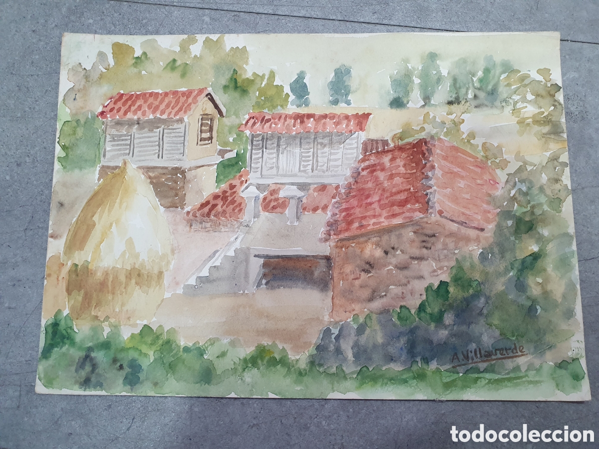 Arte: Antonia Villaverde Pumar. Carballo. Acuarela. Arte gallego. (L98)
