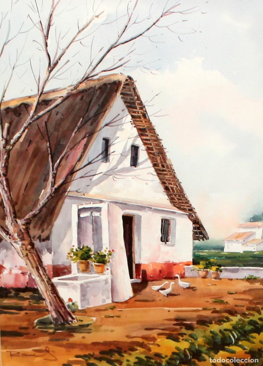 Arte: JOSE FRANCISCO RAMS LLUCH (1945) ACUARELA SOBRE PAPEL. BARRACA DE LA BURRA (Palencia)