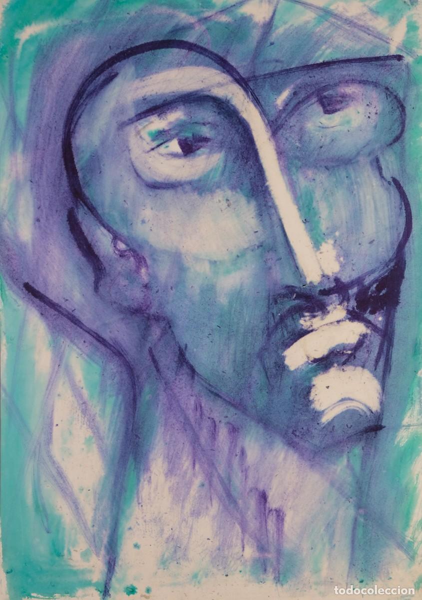 Arte: Acuarela y acr&iacute;lico sobre papel Rostro anciano siglo XX