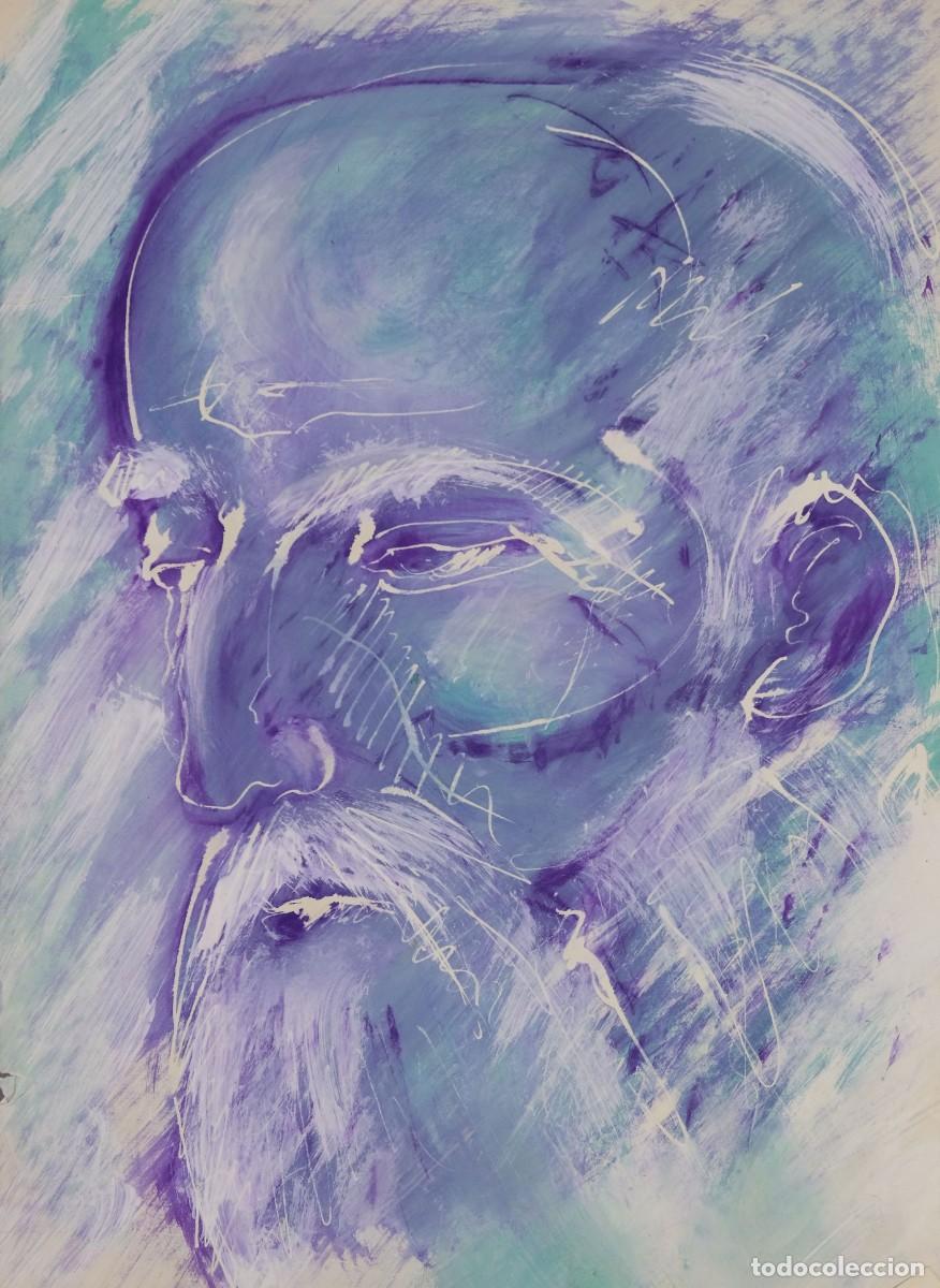 Arte: Gouache sobre papel Rostro anciano siglo XX