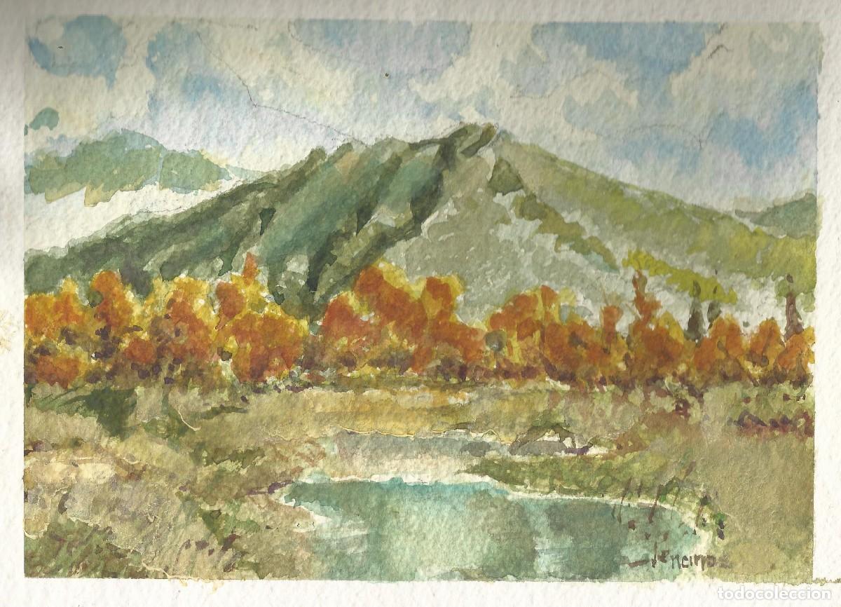 Arte: Carlos Enrique Lencinas G&oacute;mez. Acuarela sobre papel. &rdquo;Paisaje y monta&ntilde;a&rdquo;. Firmada a mano.