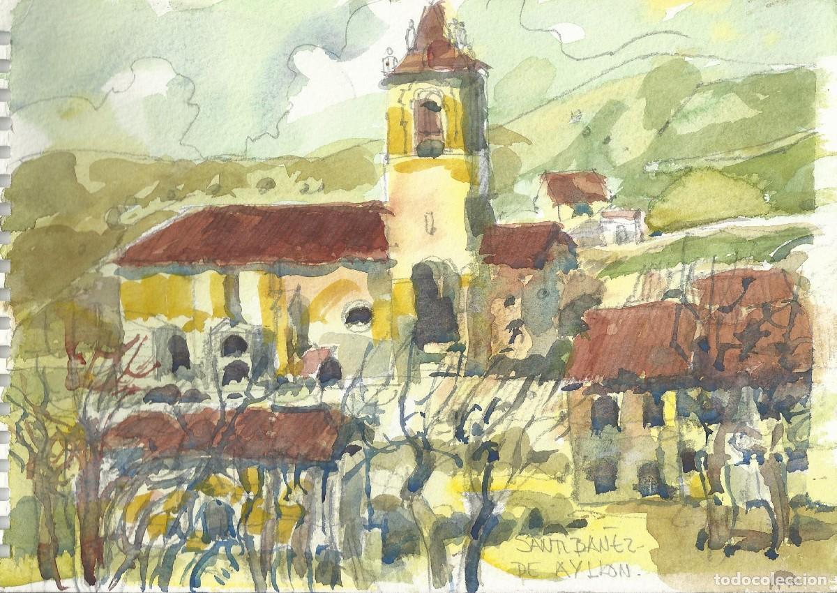 Arte: Carlos Enrique Lencinas G&oacute;mez. Acuarela sobre papel. &rdquo;Santiba&ntilde;ez de Ayllon&rdquo;. Sin firmar.