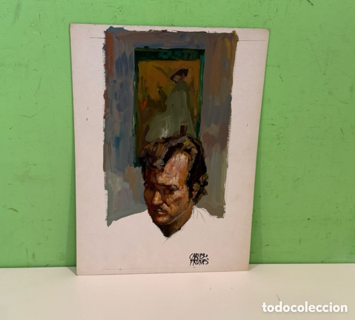 Art: Carles Prun&eacute;s (1937-2017) Barcelona &ndash; Acuarela original firmada. Retrato masculino &ndash; 36 x 26 cm