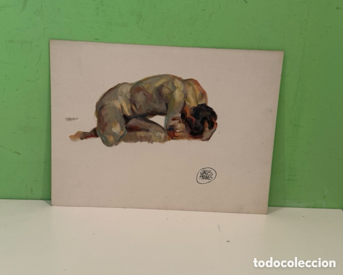 Arte: Carles Prun&eacute;s (1937-2017) Acuarela original firmada &ndash; Estudio figura masculina