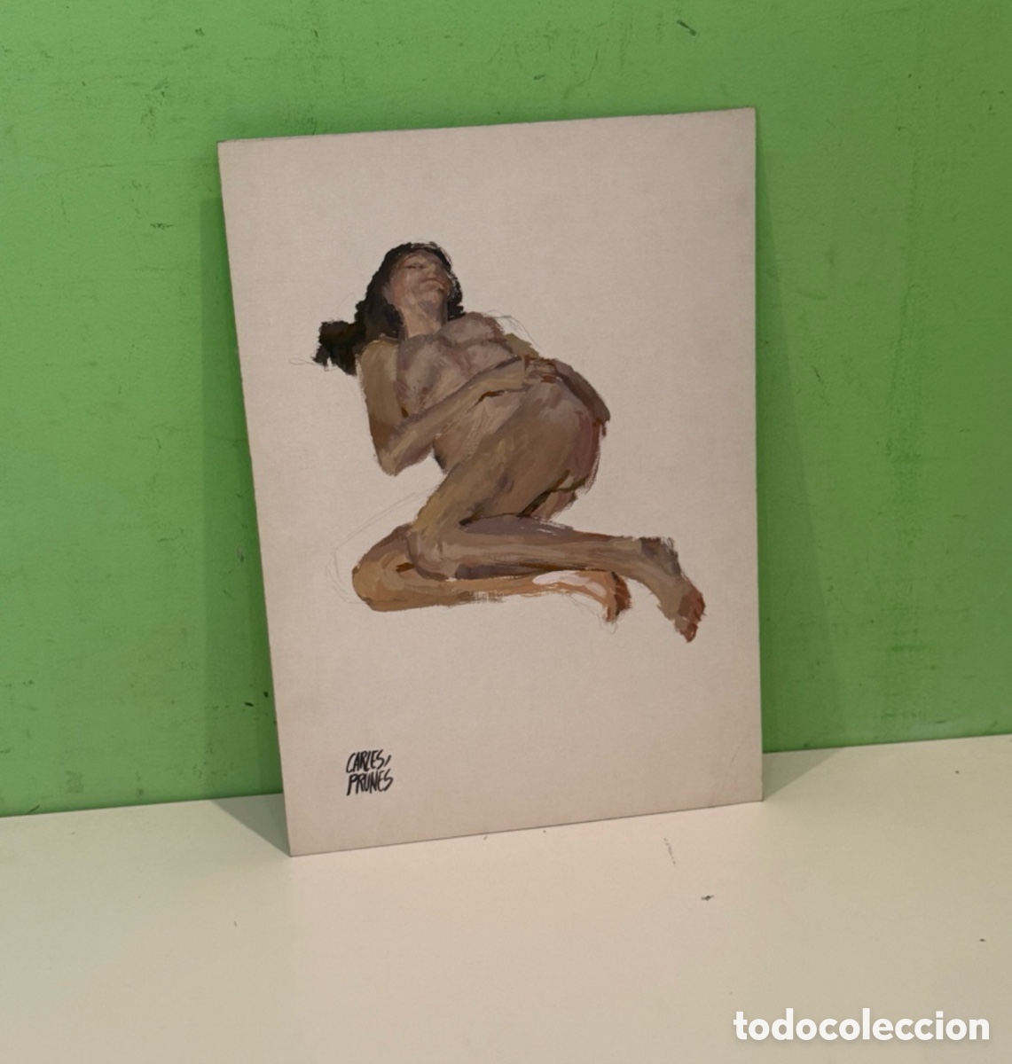 Arte: Carles Prun&eacute;s (1937-2017) Acuarela original firmada &ndash; Estudio de desnudo femenino