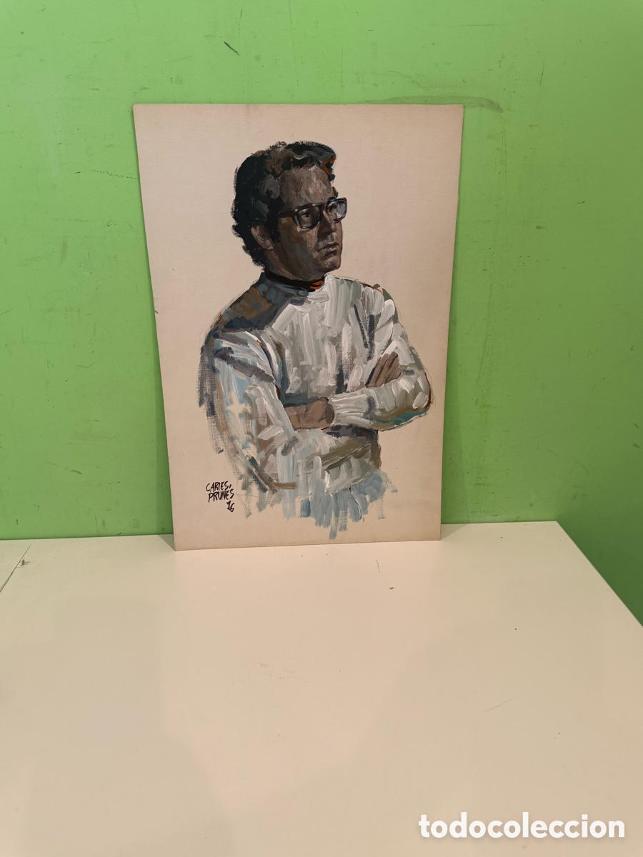 Art: Carles Prun&eacute;s (1937-2017) &Oacute;leo sobre lienzo &ndash; Retrato masculino firmado y fechado 1976 (50 x 33 cm)