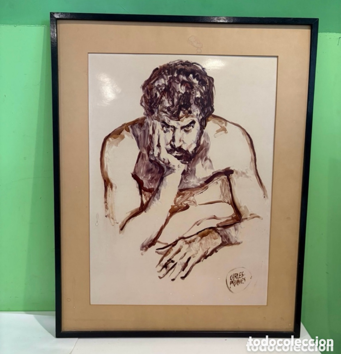 Art: Carles Prun&eacute;s (1937-2017) Acuarela original firmada. Posible autorretrato