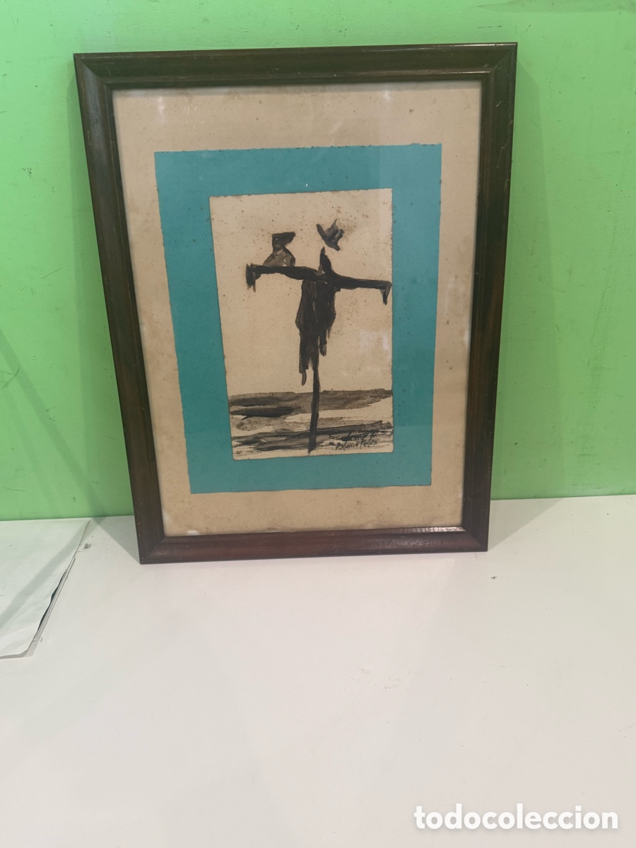 Art: Acuarela sobre papel firmada &ndash; Espantap&aacute;jaros, firma a estudiar (36 x 48 cm)