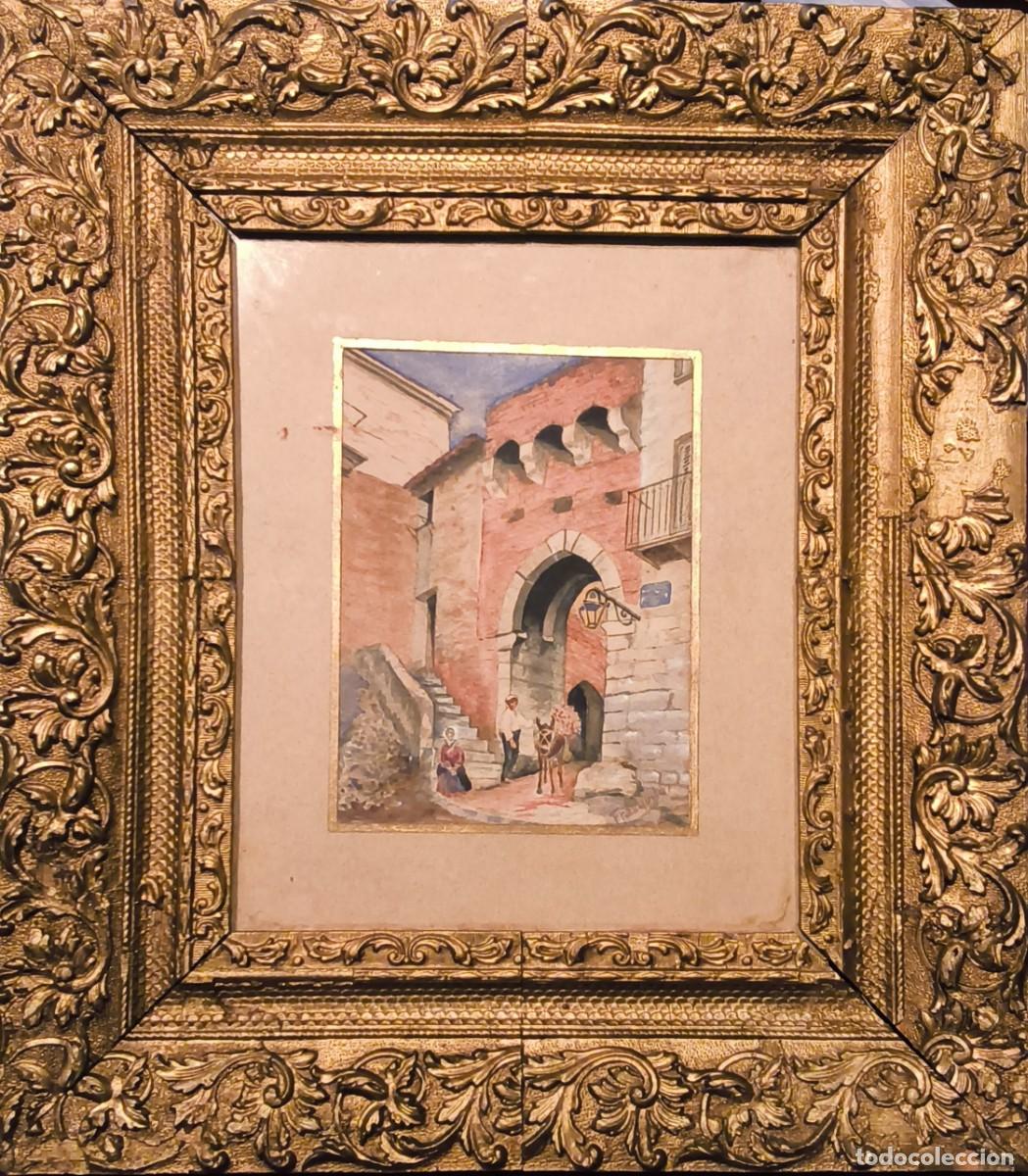 Arte: ATRIBUIDO A FRANCISCO OLLER. PUERTO RICO. ACUARELA VISTA DE M&Oacute;NACO.