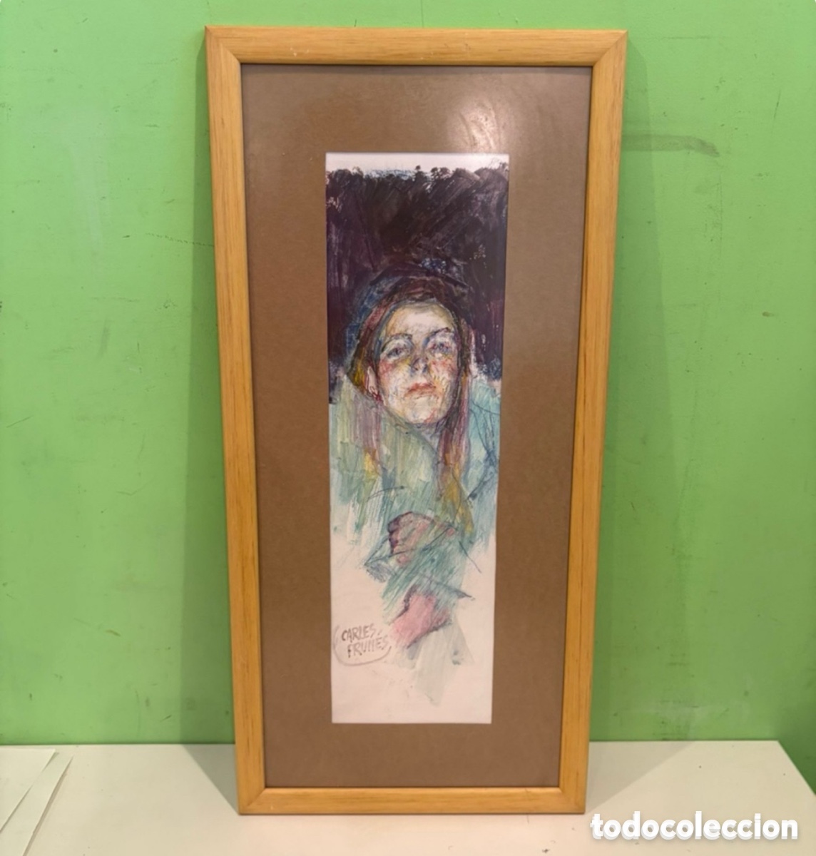 Kunst: Carles Prun&eacute;s (Barcelona, 1937-2017) Acuarela original firmada - Retrato femenino.