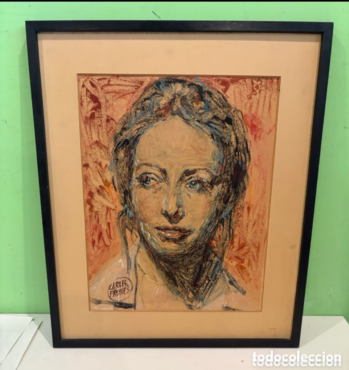 Arte: Carles Prun&eacute;s (Barcelona, 1937-2017) Acuarela original firmada - Retrato femenino.