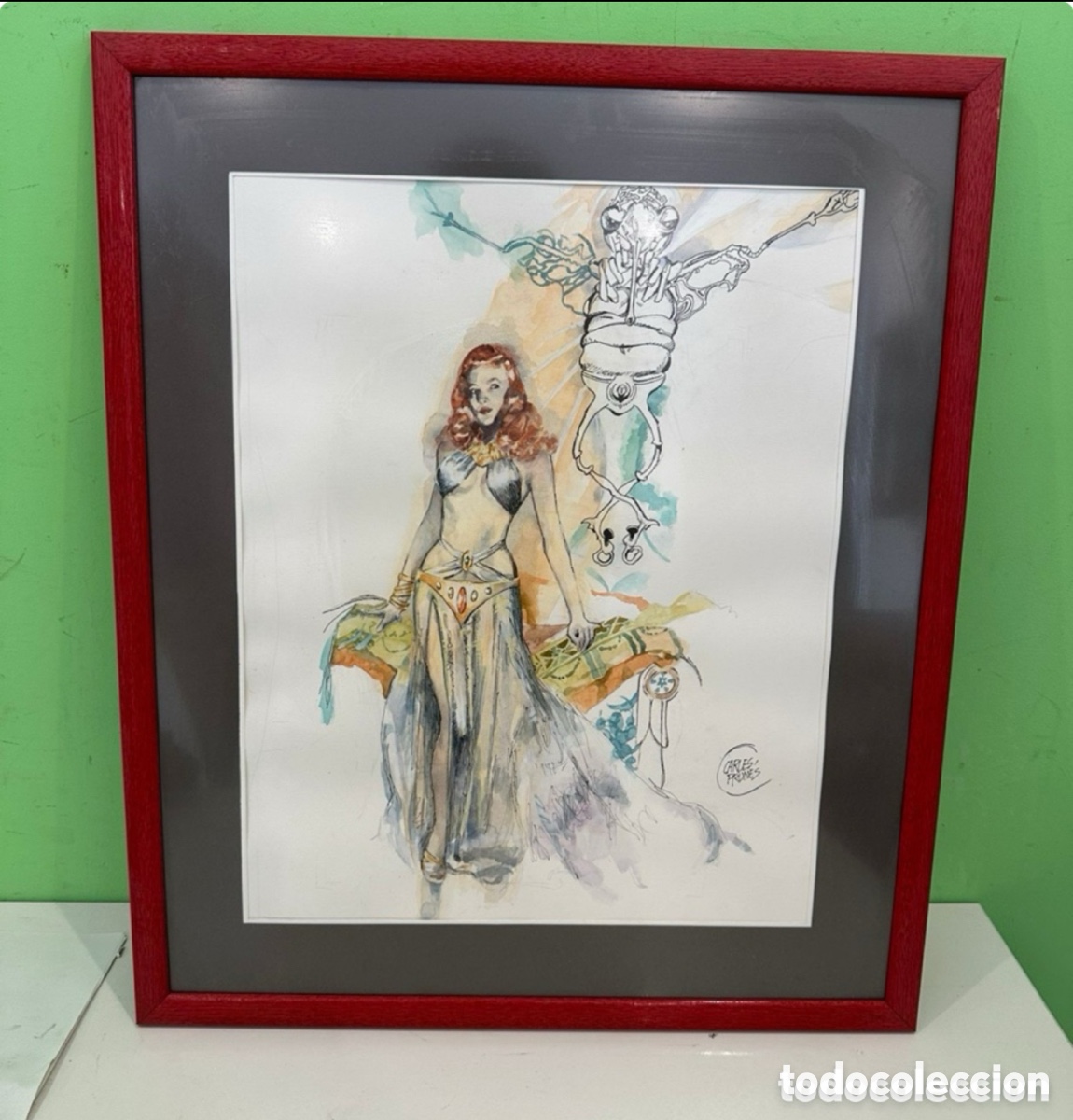 Art: Carles Prun&eacute;s (Barcelona, 1937-2017) Acuarela original firmada. Figura femenina de fantas&iacute;a